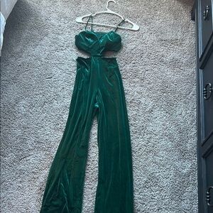 Elegant Green Velvet Jumpsuit
